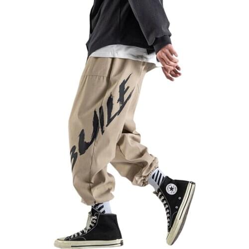 Hip Hop Joggers Men Ribbons Cargo Pants Track Casual 2021 Male Trousers Sweatpants Loose Baggy Overalls