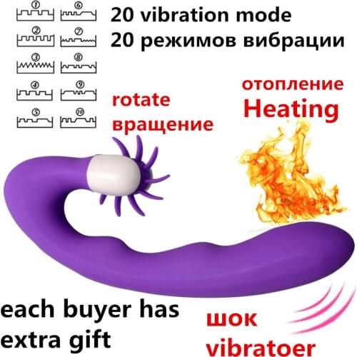 20 speeds Rechargeable G-spot Dildo Vibrator Heating AV Magic Wand Massager Rotate oral sex clitoris Vibrators Sex Toy For Women
