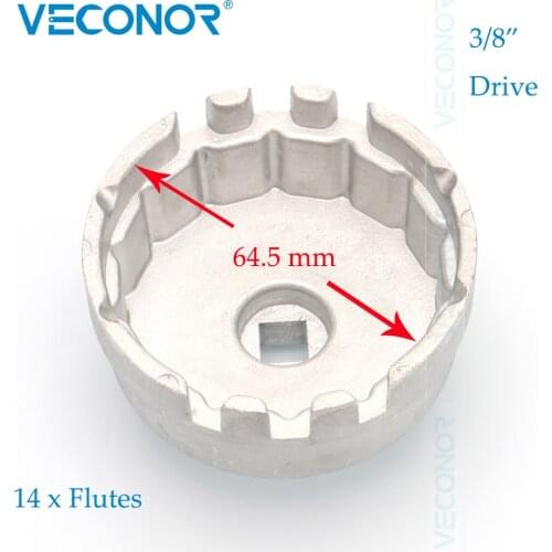 Veconor Aluminum Cup Wrench Oil Filter Wrench Cap Housing Tool Remover 14 Flutes Universal For Lexus/Toyota