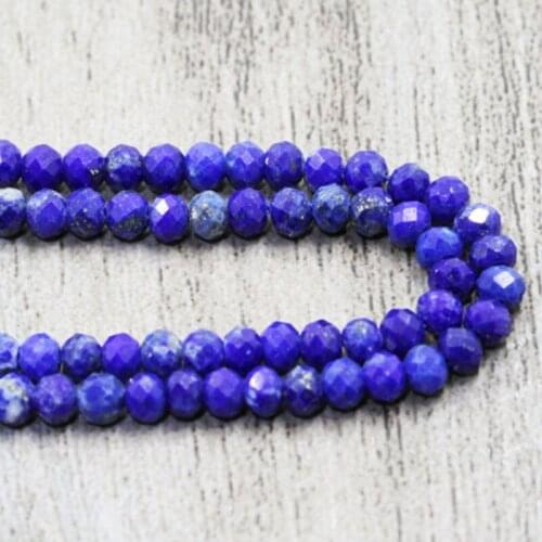 High Quality Natural Stone Blue Lapis Lazuli Round Beads Fashion Faceted Lazurite For Making Design 2 4 6mm Bracelet DIY Jewelry