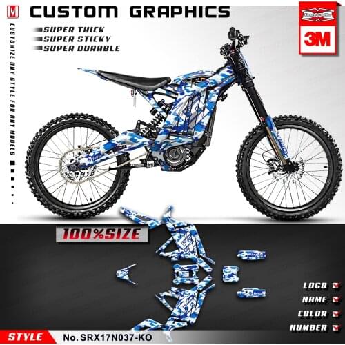 KUNGFU GRAPHICS Custom Vinyl Decals Stickers for Sur-Ron Light Bee X S Electric Bike Style No. SRX17N037-KO, Blue White Camo