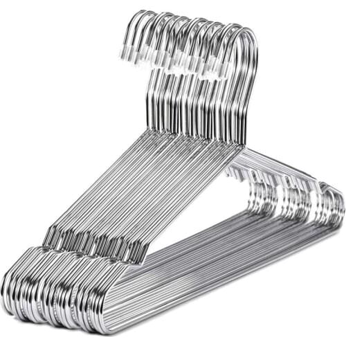 LBER Hangers Stainless Steel 40 cm 20Pcs Hangers for Clothes Standard Notched Hanger Space Saving