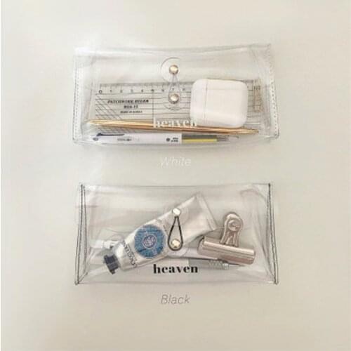 Fashion Transparent Pvc Winding Pencil Case Portable Storage Bag Stationery Box Student Supplies Storage Box Pencil Pouch Purse