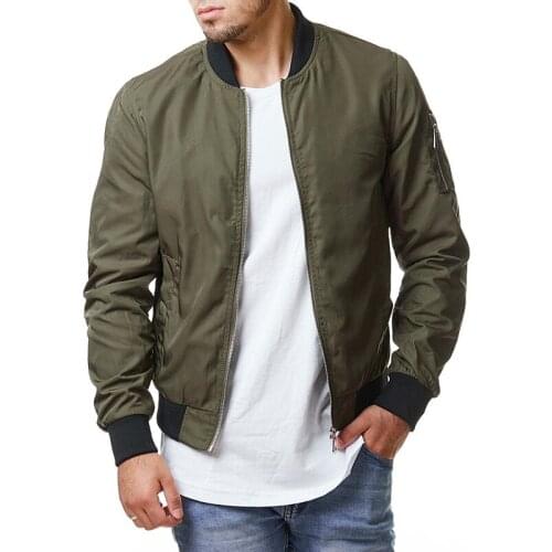 2021 Spring Autumn Men Baseball Jacket Casual Solid Military Jackets Stand Collar Mens Bomber Jacket Fashion Army Outwear Coat
