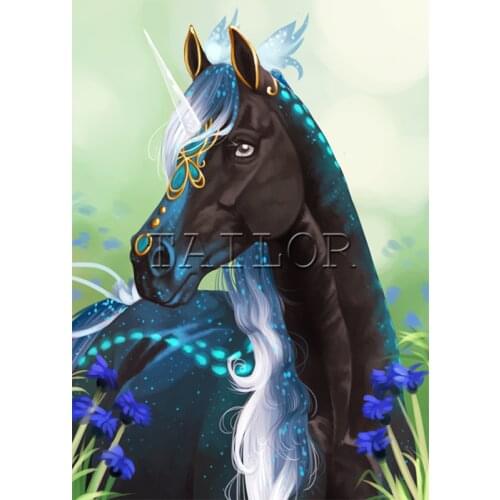 Dirll drawing embroidery cuadros full square 5d diamond painting kit set complet Cross stitch mosaic horse unicorn flower art 12