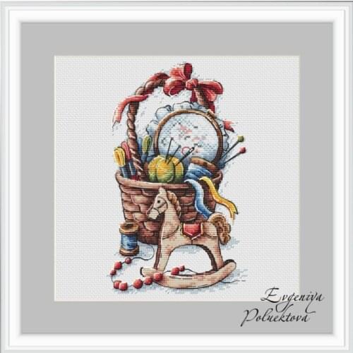 Little blue and wooden horse 23-32 Cross Stitch Set Cross-stitch Kit Embroidery Needlework Craft Packages Cotton Fabric Floss