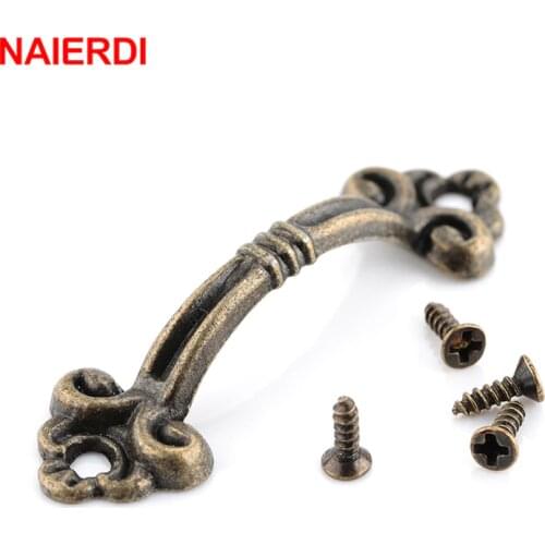 10pcs NAIERDI Handles Jewelry Box Knobs Bronze Handle Zinc Alloy Cabinet Pulls For Drawer Cupboard Wooden Furniture Hardware