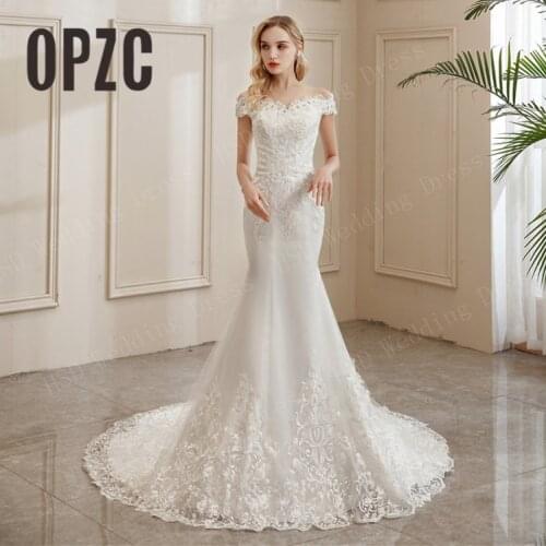Real photo new style boat neck off shoulder beautiful Luxury lace Mermaid wedding dress 2020 for wedding Vestido de noiva 2-22w