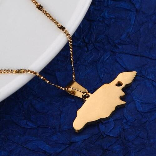 Stainless Steel Trendy Jamaica Map Pendant Necklaces Jamaican Map Women Chain Jewelry