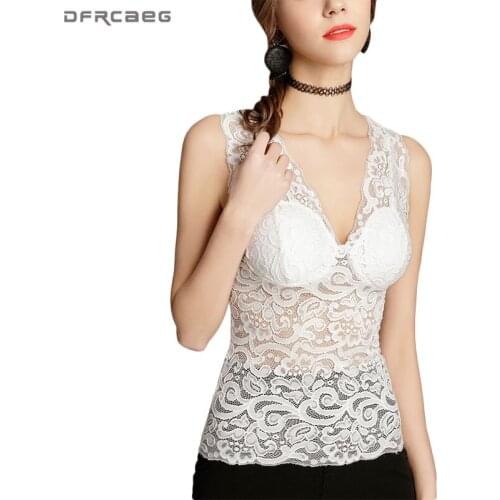 New Sexy Deep V Neck Lace Blouse Women 2018 Fashion Europe Style Underwear Tank Off Shoulder Tops Slim Strapless Blusas Feminina