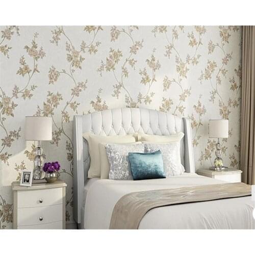 Beibehang New Fashion Nonwoven papel de parede Wallpaper Pastoral Flowers Advanced Interior Decoration Bedroom Background tapety