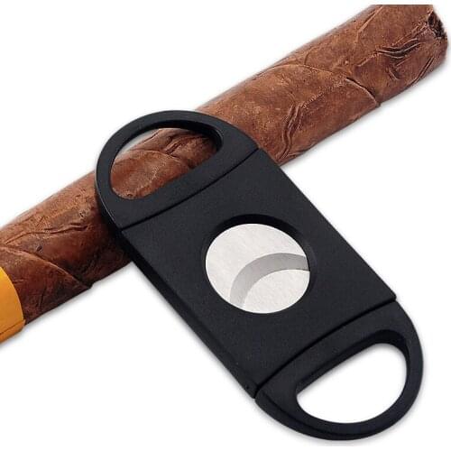 1Pcs Cigar Scissors Black Portable Double-Edged Stainless Steel/ABS Cigarette Accessories Mini Cigar Cutter Practical Gadgets