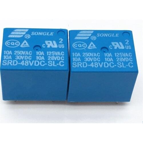 Original 48V Relay 5 PIN Conversion Type 250VAC SRD-48VDC-SL-C SRD-48V SRD-48VDC SRD-48VDC-SL 10A T73-48V Power Relay 50PCS