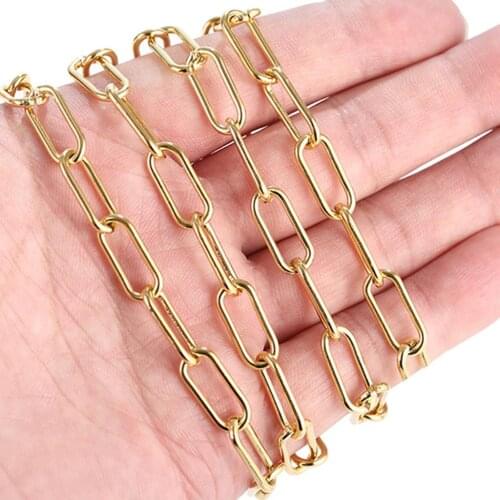 Punk Style Stainless Steel Oval Link Cable Chain Gold/Silver Color Metal DIY Women Making Bracelets Necklace Jewelry Findings,1M