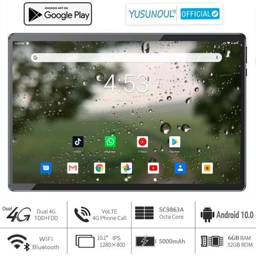 Super 10 inch Tablet PC 2.5D Tempered Glass Android 9.0 Pie Octa Core Dual Sim 4G LTE Dual Cameras 5G WiFi Type-C port Tablet pc