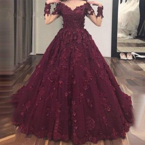African Formal Evening Dresses Robe de soiree Dubai Muslim Wine Red Prom Dress For Weddings Turkish Aibye Glitter Kaftan Gowns