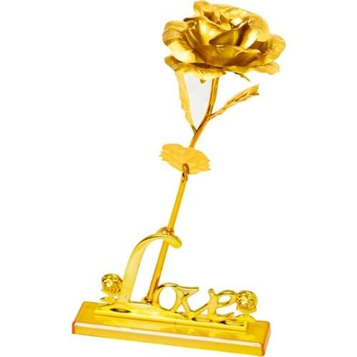 1PC Gold Foil Rose Flower Without Box Valentines Day Creative Gift Birthday Romantic Golden Rose Home Decor Festive Party rose