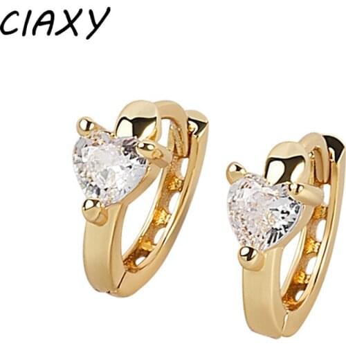 CIAXY 925 Sterling Silver Heart-shaped Earrings for Women Engagement Love Triangular Zircon Small Ear Buckle Cute Jewelry