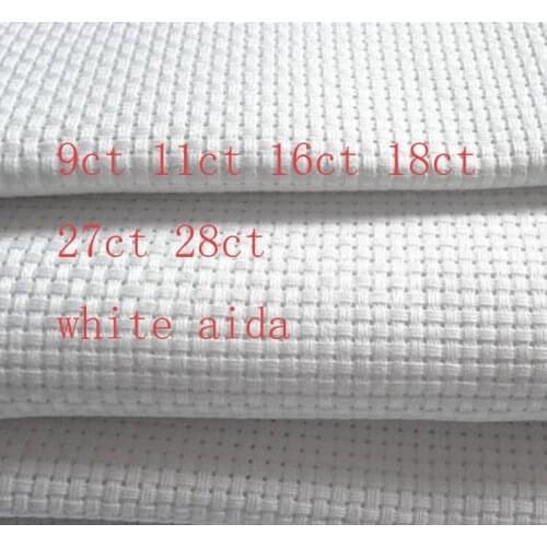 9TH 25x25cm Aida cloth 14ct 16ct 18ct 28ct 27ct cross stitch fabric canvas small grid white color stitching embroidery