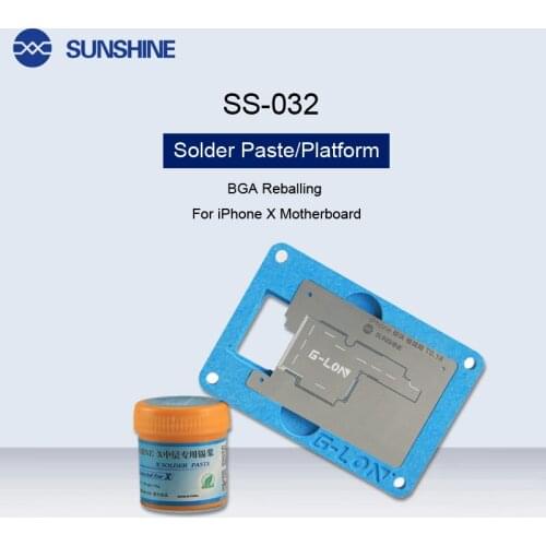 SS-032 Middle Layer Board BGA Reballing Stencil Plant Tin Platform For iPhone X Motherboard Repair With SP-X Solder Paste Flux