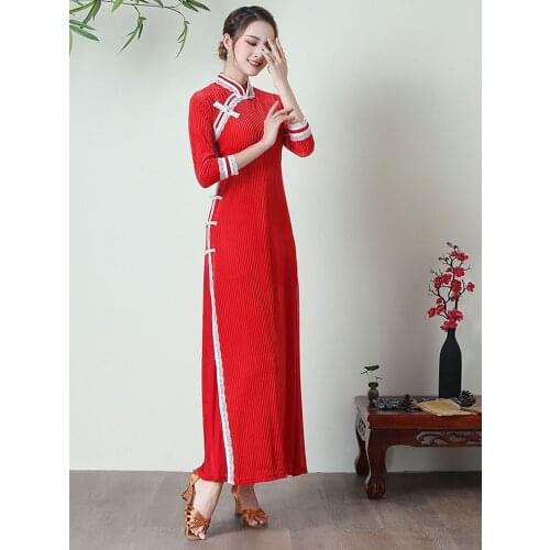 Oriental Dress Strip Velvet Cheongsams Dresses Stage Performance Festival Outfit Cheongsam Dress Chinese Dress Woman Costume