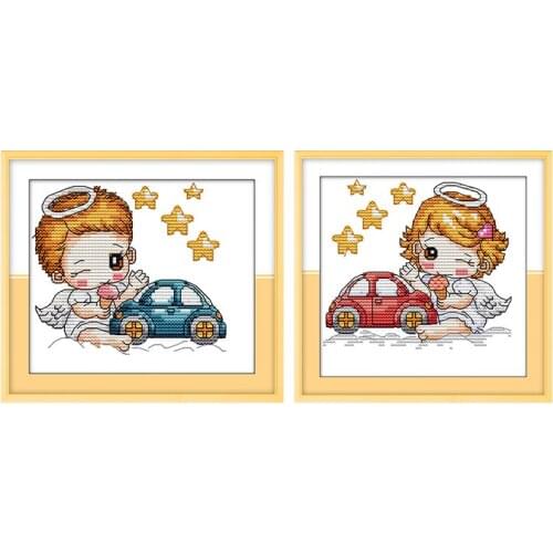 Cross Stitch Joy Sunday Car boy&girl Cartoon Painting 11CT14CT DIY Home Decoration Cross Stitch Kit Needlework Embroidery Kits