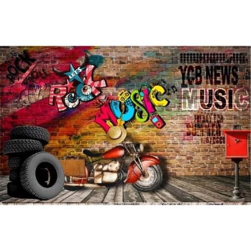 WDBH Custom photo 3d room wallpaper Retro nostalgic motorcycle bar doodle home decor 3d wall murals wallpaper for walls 3 d