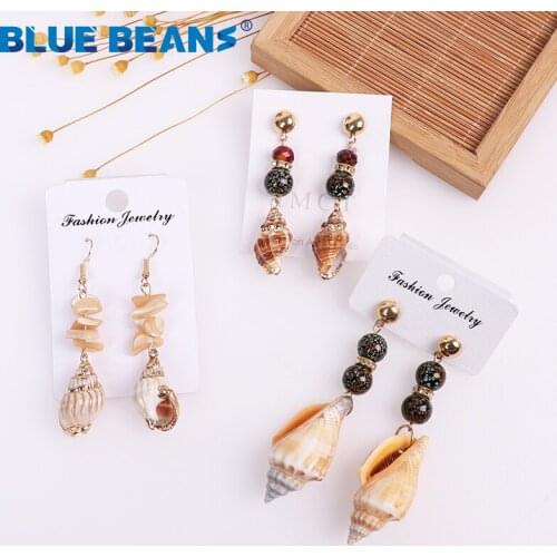 Conch Sea Shell Earrings For Women Fashion Bohemian Metal Drop Earring Summer Beach Geometric Ladies Brincos Statement Jewelry