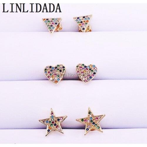10Pair Pave Rainbow cubic zirconia mixed style delicate fashion stud earrings For Women Girls