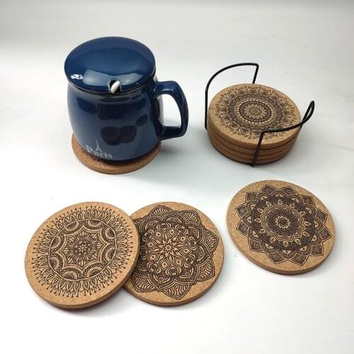 12 Pieces Cork coaster Cup Mat Insulation Pad With Stand Reusable Glass Cup Mat for Home Office Bar Restaurant Decoration