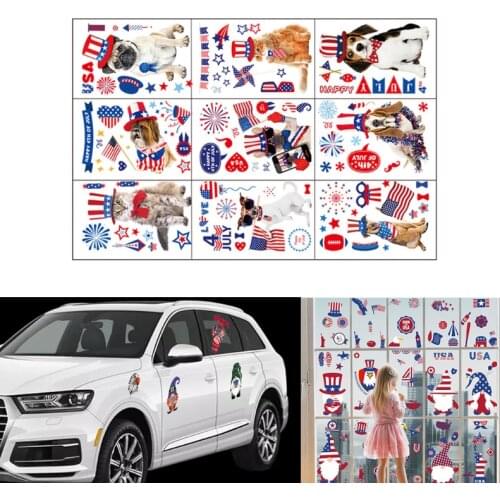 4th of July Window Decor Wall Waterproof Decals Personalized Design Stickers Suitable for Home Auto Decorations