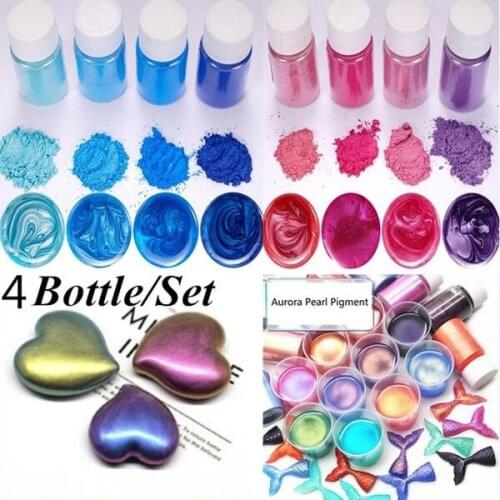 4 Pcs/set Mixed Color Resin Jewelry DIY Making Craft Glowing Powder Luminous Pigment Set Crystal Epoxy Material