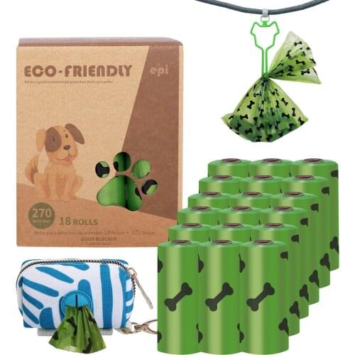 9-18Roll Pet Dog Poop Eco Bags Dispenser Collector Scoop Holder Puppy Pooper Scooper Bag Small Rolls Outdoor Clean Pets Supplies