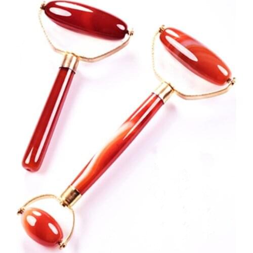 Agate and Ruby Jade Roller Massager Face Natural Stone Slimming Lift Massage Facial Tools for Chin Neck Beauty Skin Care Tools