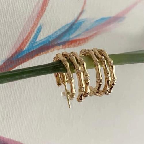 Bamboo bamboo retro golden earrings earrings European style fashion jewelry