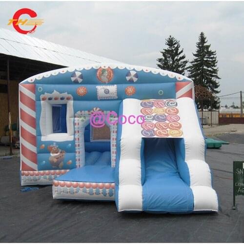 Free shipment to door, 5x4m Outdoor inflatable candy combo bouncy house; customized inflatable jumping combo for children