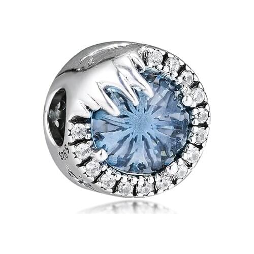 Bracelets Beads For Jewelry Making Winter Blue Crystal Charm Authentic 925 Silver Jewelry Fits Charms Bracelets For Woman