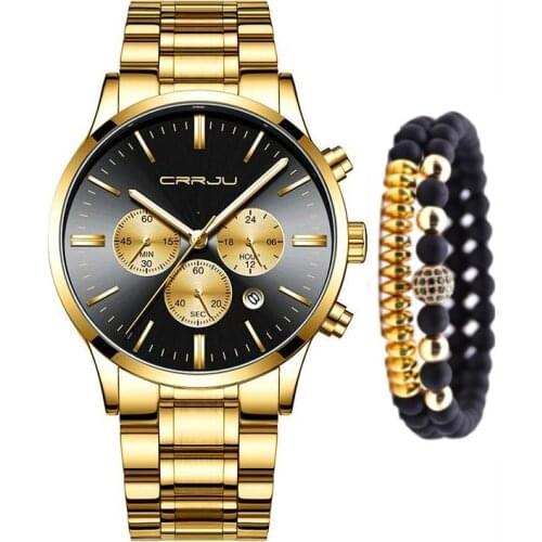 XSVO Mens Fashion Simple Non-Three Eyes Steel Band Quartz Watch With Bracelet Casual Luxury Business Male Wristwatches