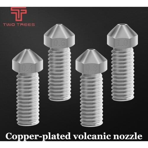 3D Printer Parts V6 Copper Plated volcanic nozzle 0.2-1.0mm M6 Volcano Nozzle For 1.75mm Filament E3D V6 Volcano J-head Hotend