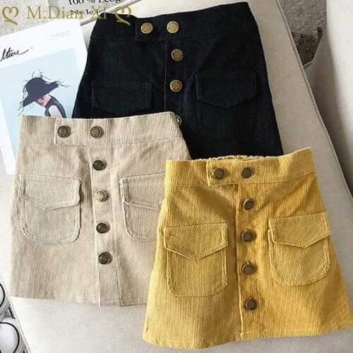 Girls Skirts Baby Girls Clohing Summer Children Corduroy Skirts Button Skirts Culottes Short Girls Kids Skirts Cute 3-7Years