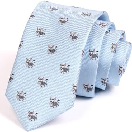 New Light Blue 6CM Tie Animal Print Ties For Men Business Suit Work Neck Tie High Quality Fashion Formal Necktie With Gift Box