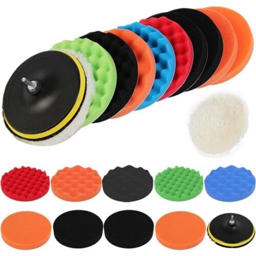 3/4/5/6/7 Inch Car Polishing Waxing Sponge Wheel Polishing Disc 12 Piece Set Sponge Auto Care Polishing Pad Drill M14 Adapter