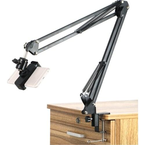 FEICHAO Flexible Long Arms Desk Camera Holder Mobile Phone Tablet Clip Support Max 1.5kg for LED Ring Bracket Ball Head Tripod