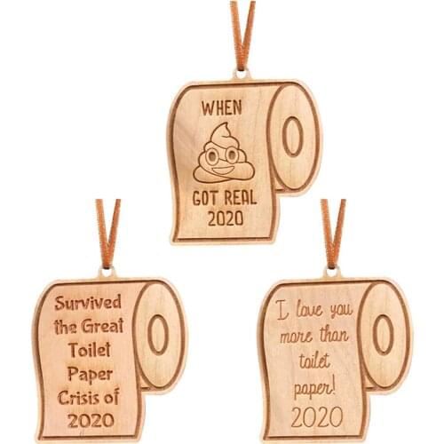 2020 Quarantine Christmas Wood Ornament Toilet Paper Crisis Pendant New Year Gift Home Decoration