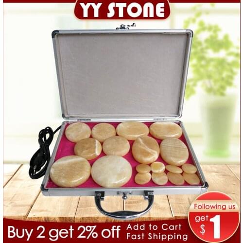Tontin yellow Jade 18pcs/set Hot stone body massager Salon SPA with heater box Stone Massage Rocks CE and ROHS Health care