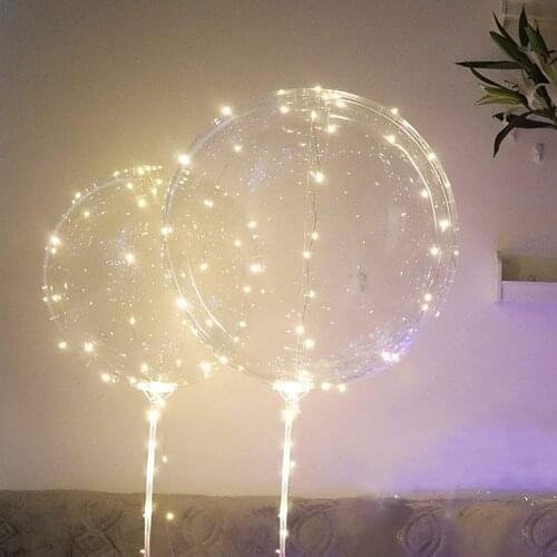 Reusable Luminous Led Balloon Transparent Round Bubble Decoration Transparent Round Birthday Wedding Decoration Baby Kids Toy