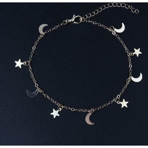 2021 Summer New Fashion Gold Color Moon Star Charms Bracelet Anklet for Women Accessories Bracelets