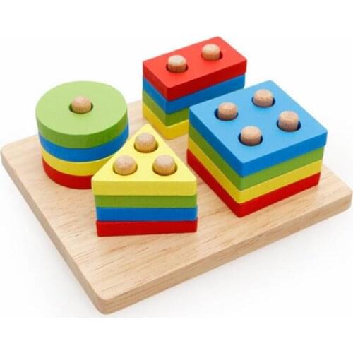 Learning Wooden Pole Geometry Shape Intelligence Interesting Math Toys For Children Kids Attractive Educational Montessori Toys