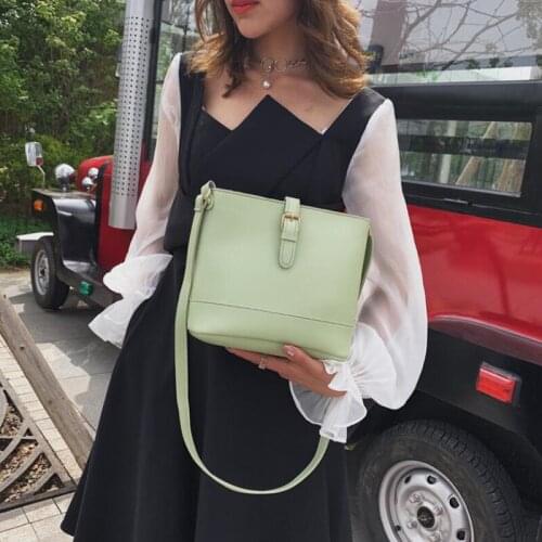 Large Capacity Bucket Bag Women Shoulder Bag PU Leather Crossbody Bag Lady Luxury Handbag Female Fashion Solid Color
