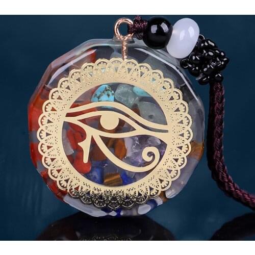 Horus Eye All-Seeing Eyes Devils Eye Pendant Necklace Orgone Energy Natural Stone Necklace Amulet Magnetic For Women Men Gifts